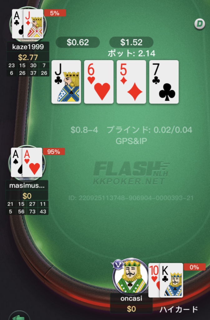 4枚目をが出て勝率がさらに変化