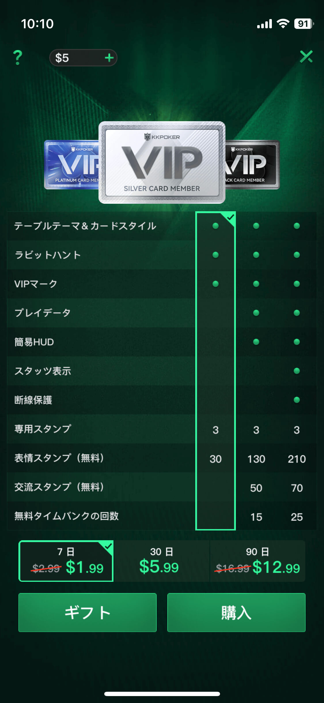 シルバーVIPカード