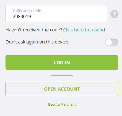 「Verification code」に認証コードを入力