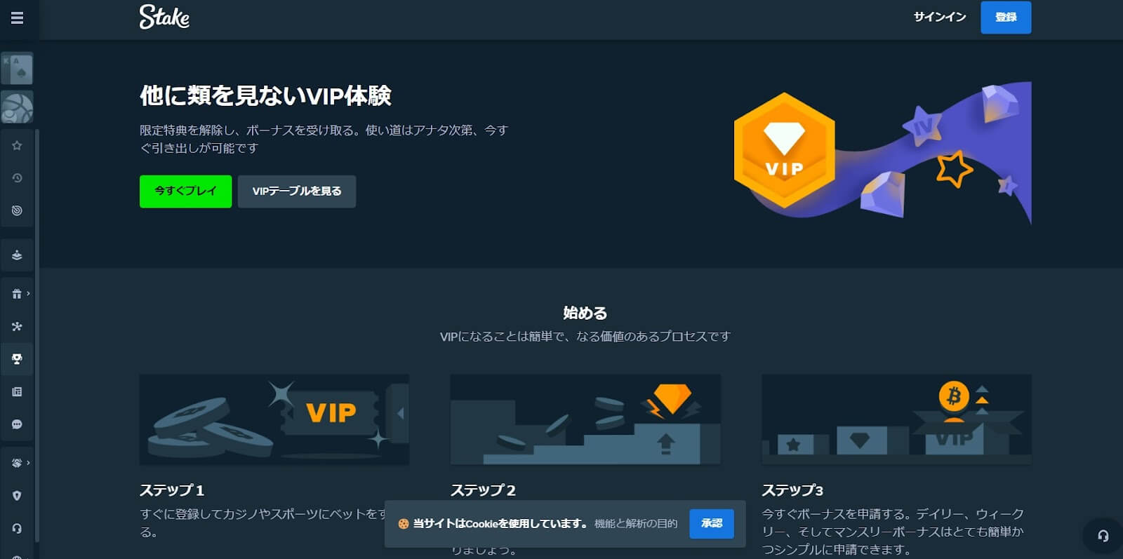 【ステークカジノ】各ボーナスの受け取り方法