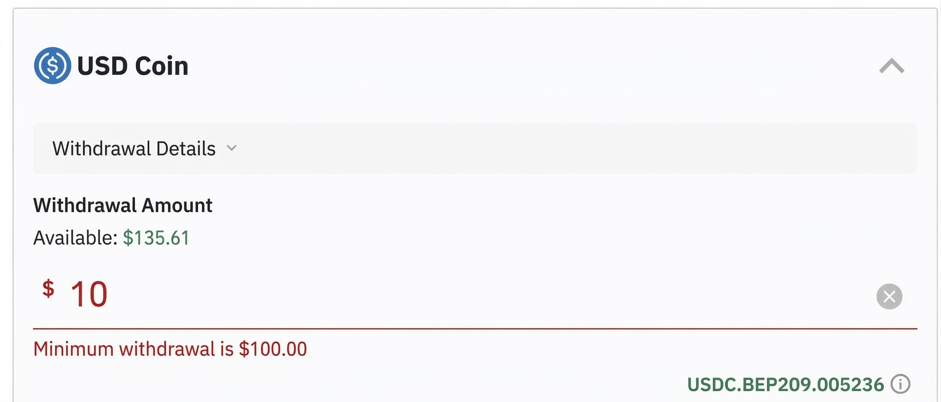 Cryptocurrency (USDC): 100 Dollars