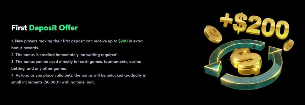 First Deposit Bonus: 10%, Up to $200, Explained